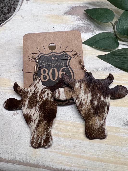 Leather Cow Earrings