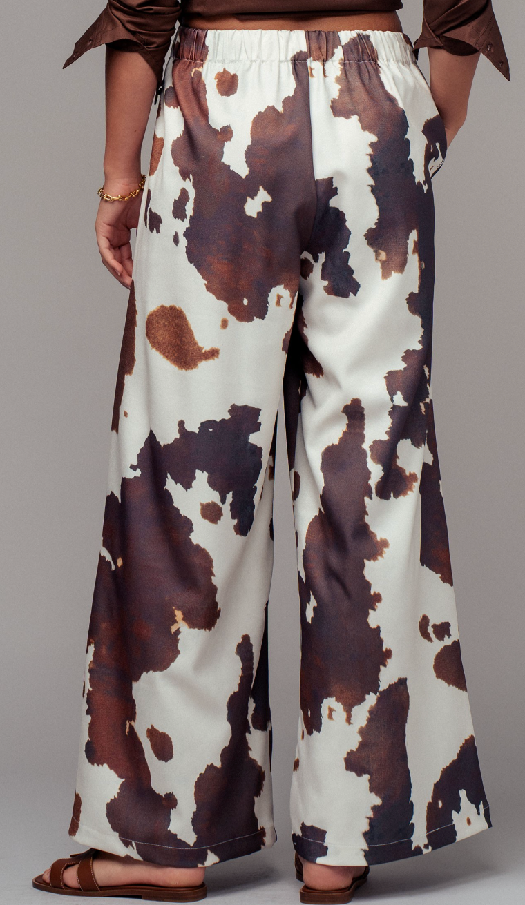 Cowprint Wide Leg Pants