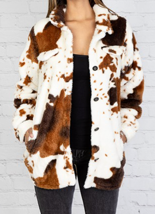 Cow Sherpa Shacket