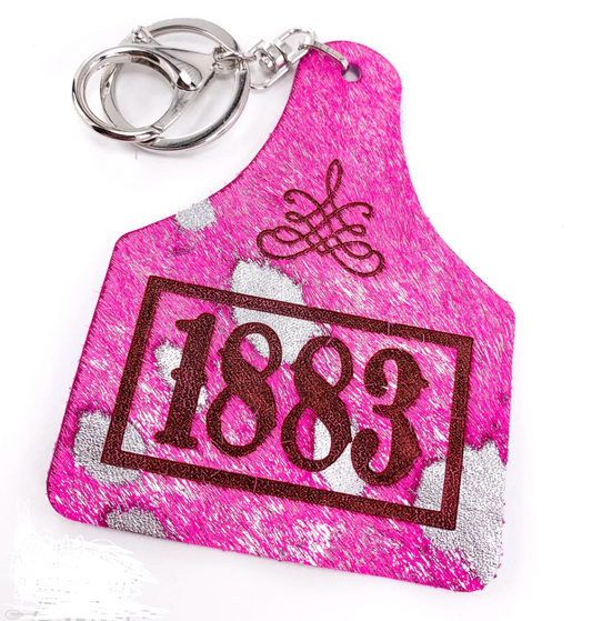 Cowhide Yellowstone Ear Tag Keychain