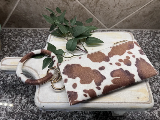Cow Wristlet Wallet Keyring