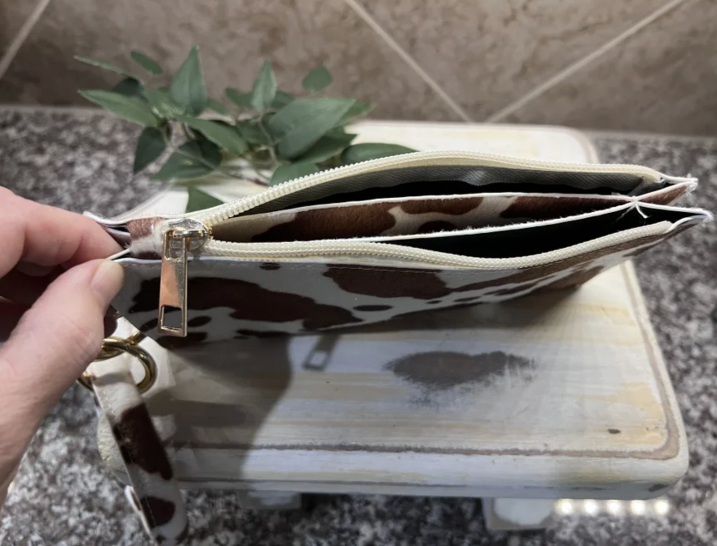 Cow Wristlet Wallet Keyring