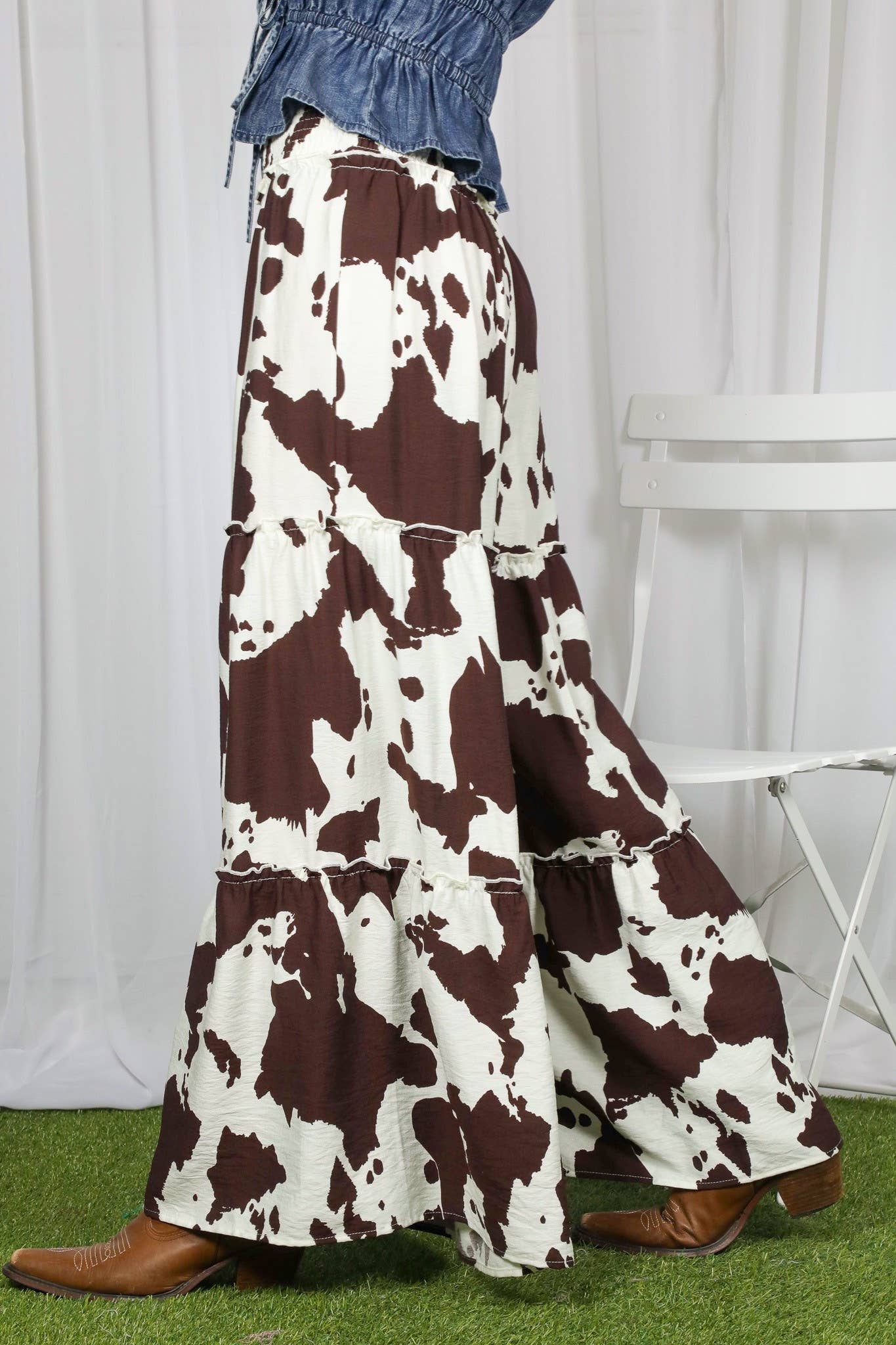 Cow Print Wide Leg Pants