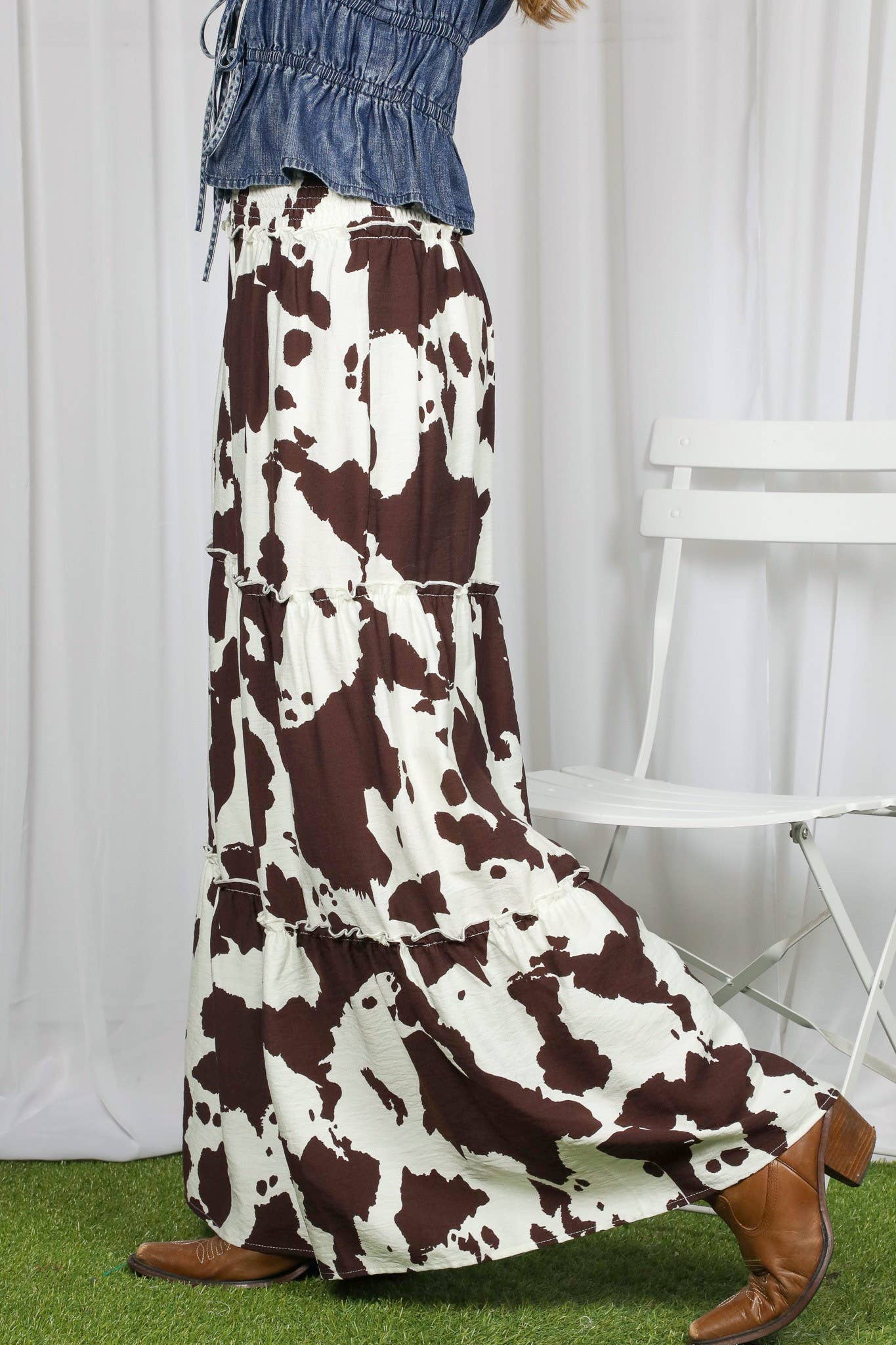 Cow Print Wide Leg Pants