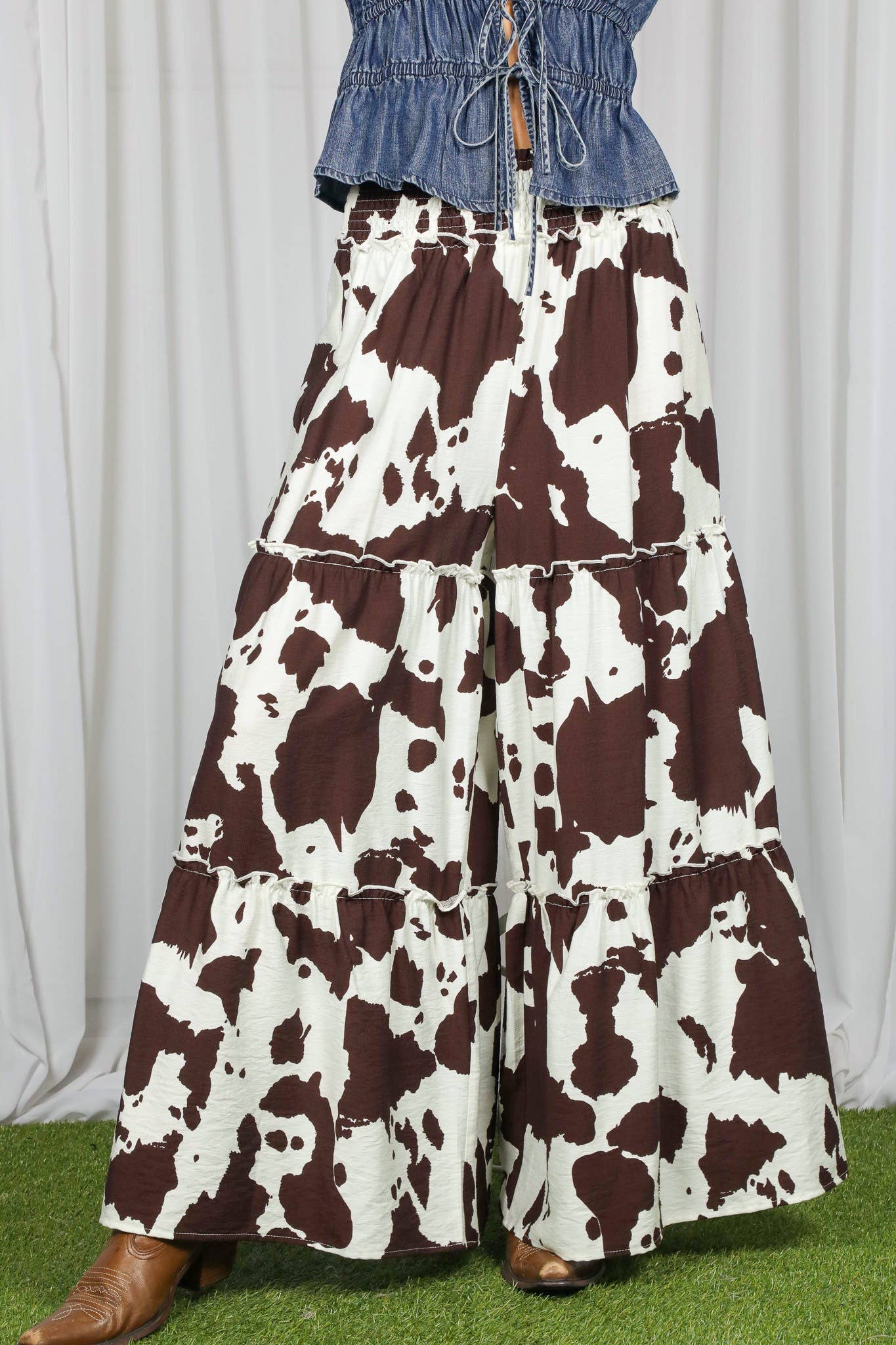 Cow Print Wide Leg Pants