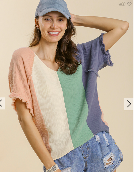 Denim Block Top