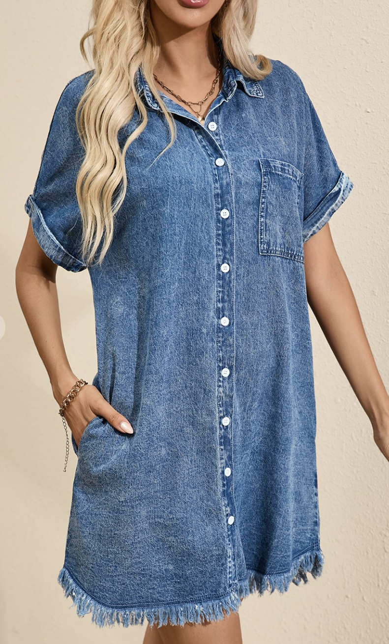 Frayed Denim Dress
