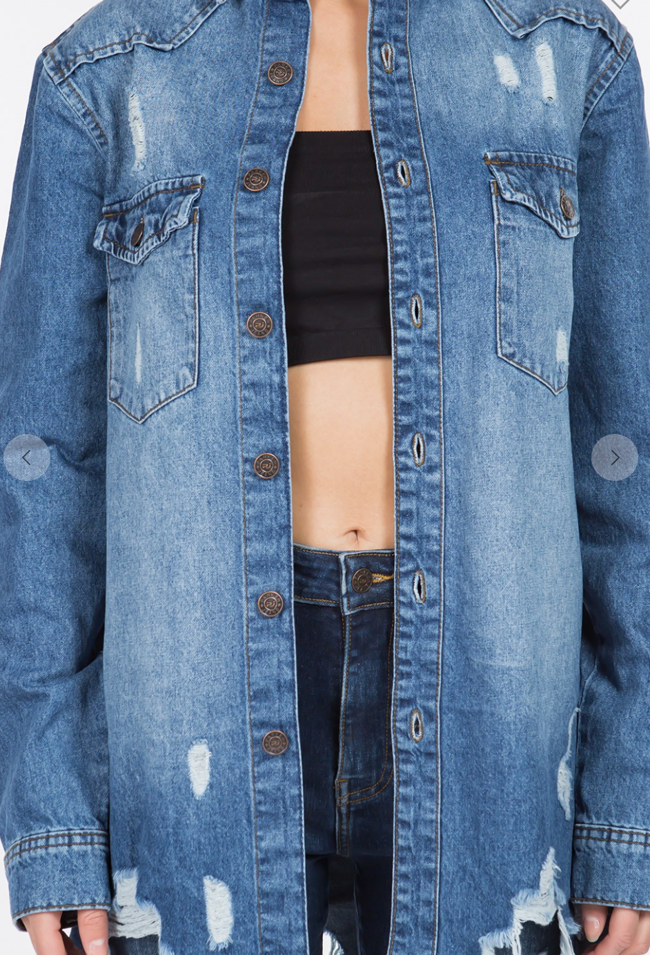 Distressed Denim Shacket
