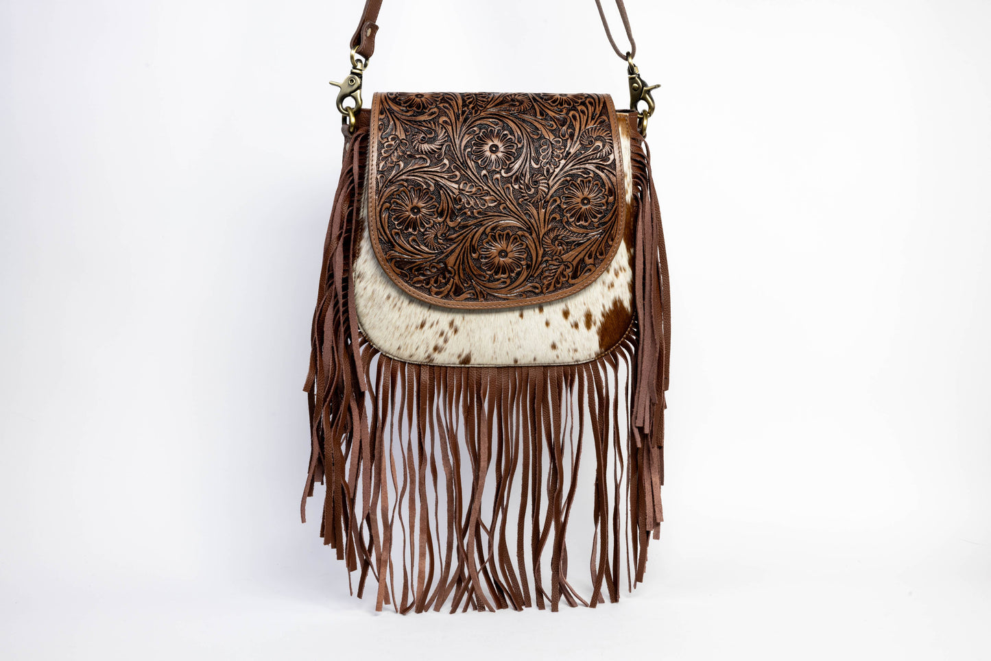 Brown Western Saddle Purse with Fringe