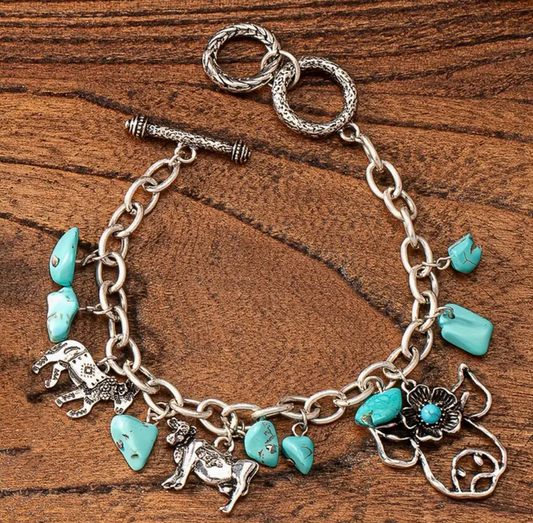 Rustic Farm Animals Turquoise Bracelet