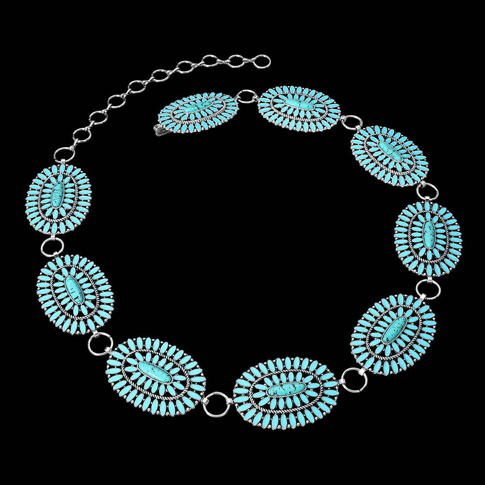 Western Oval Turquoise Concho Belt