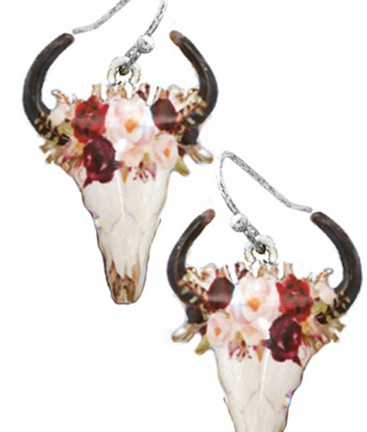 Floral Steer Earrings