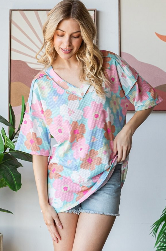 Floral Waffle Top