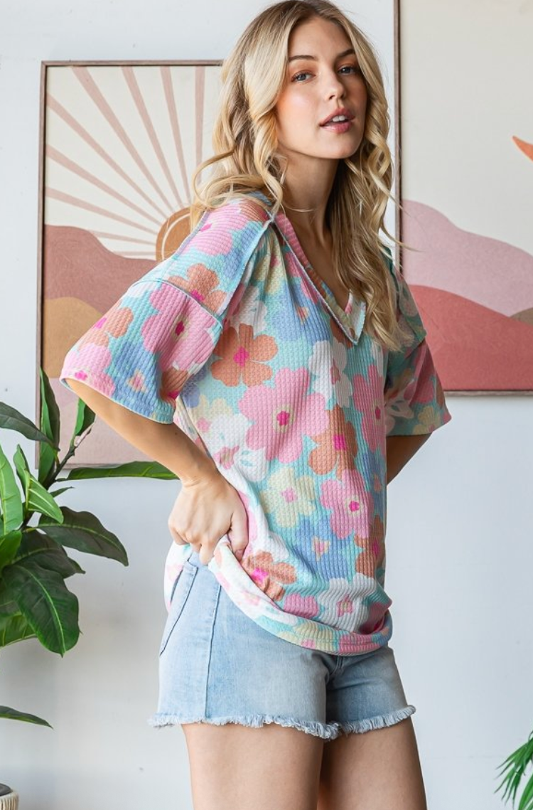 Floral Waffle Top