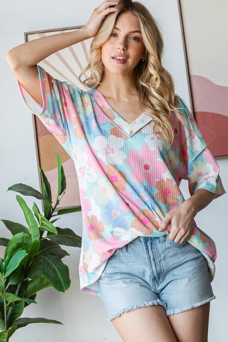 Floral Waffle Top