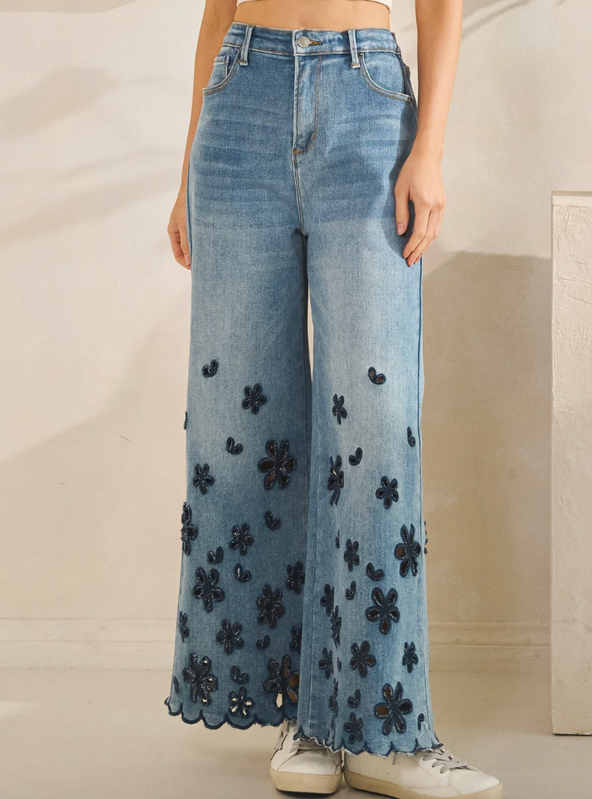 Flower Cutout Jeans