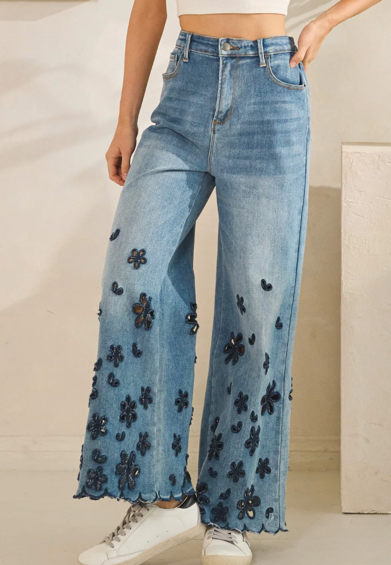 Flower Cutout Jeans