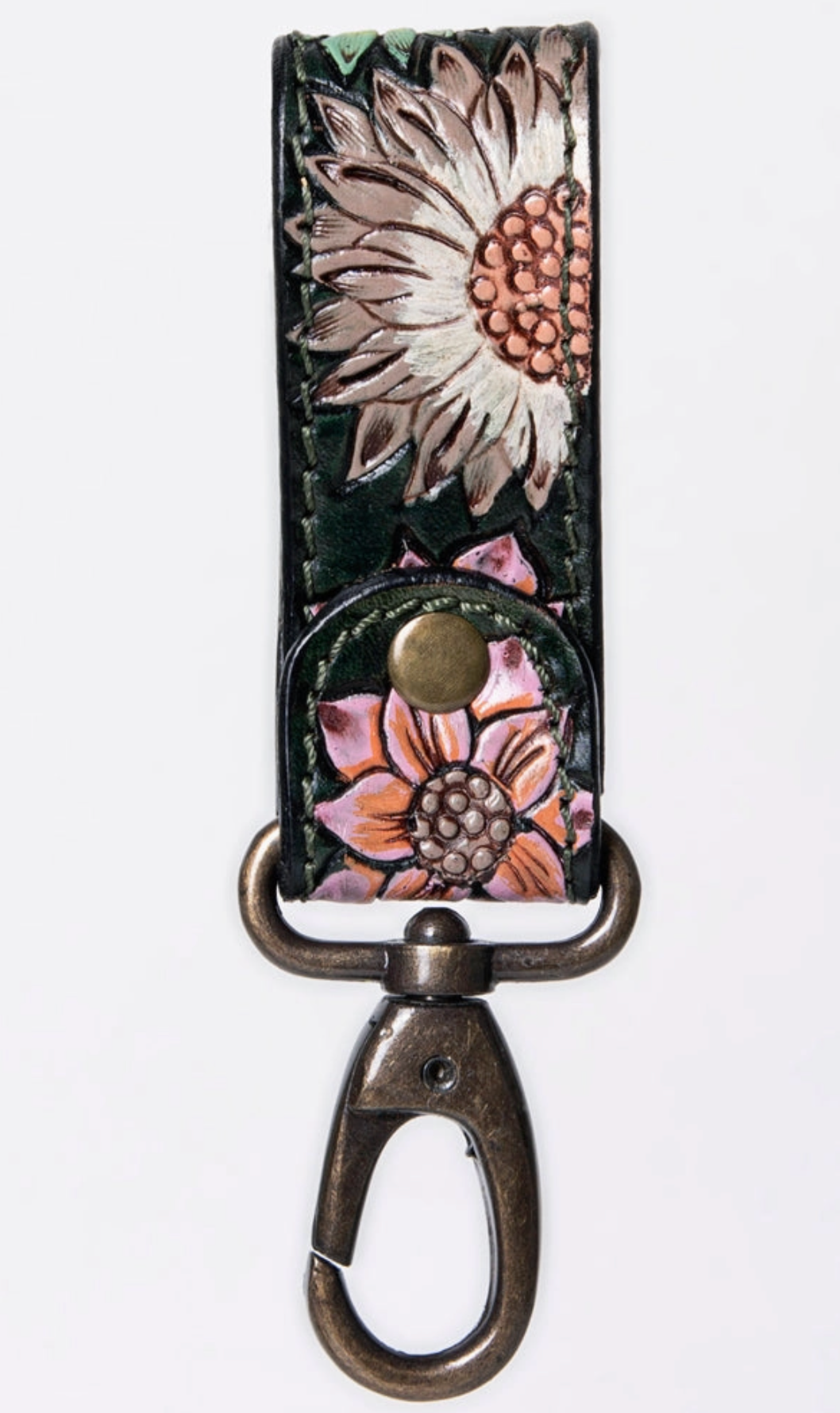 Hand Tooled Flower Keyring
