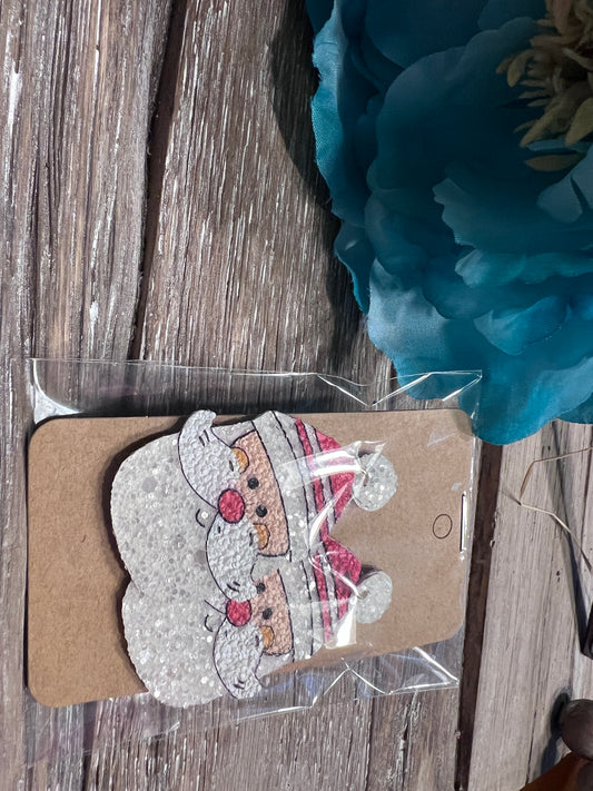 Glitter Santa Face Earrings