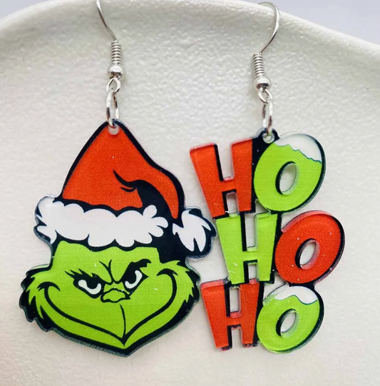 Grinch Ho Ho Ho Earrings