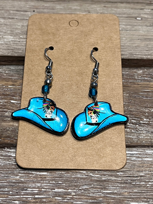 Handpainted Cowboy Hat Earrings