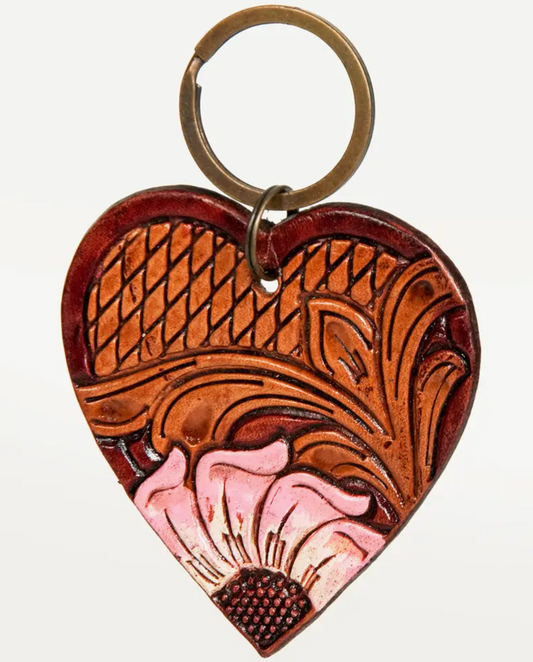 Western Heart Leather Keyring