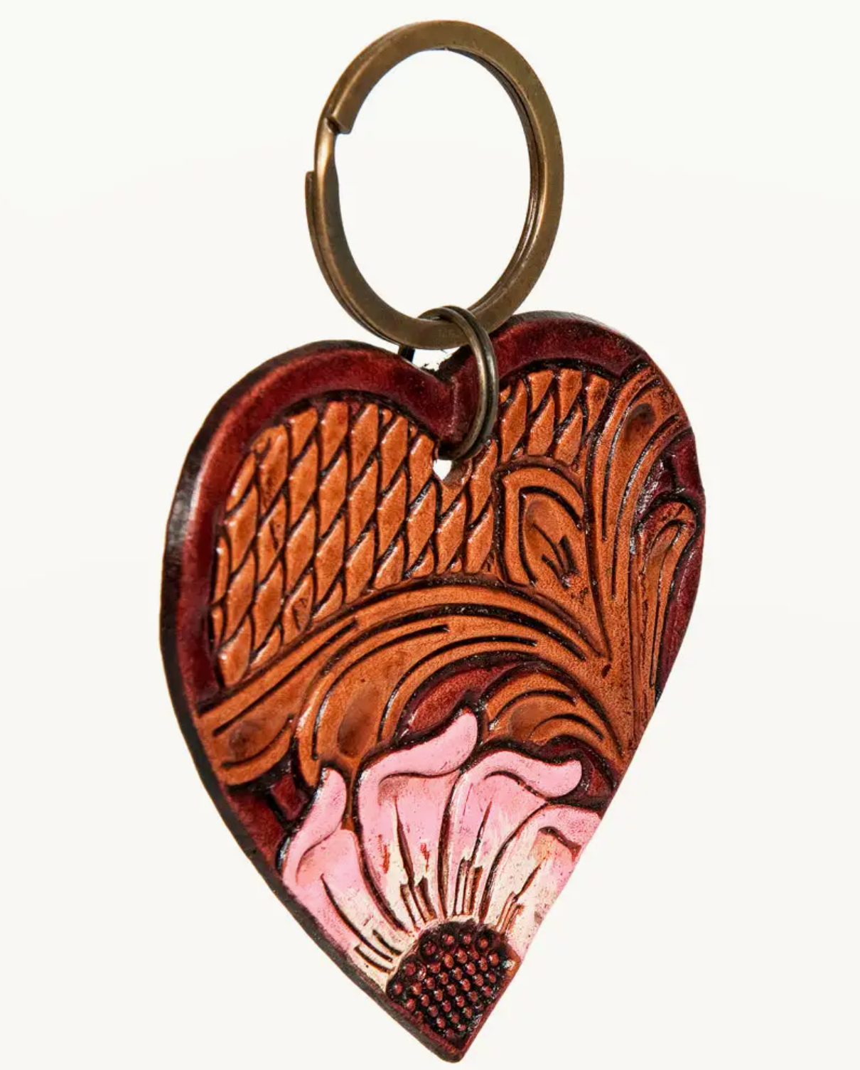 Western Heart Leather Keyring