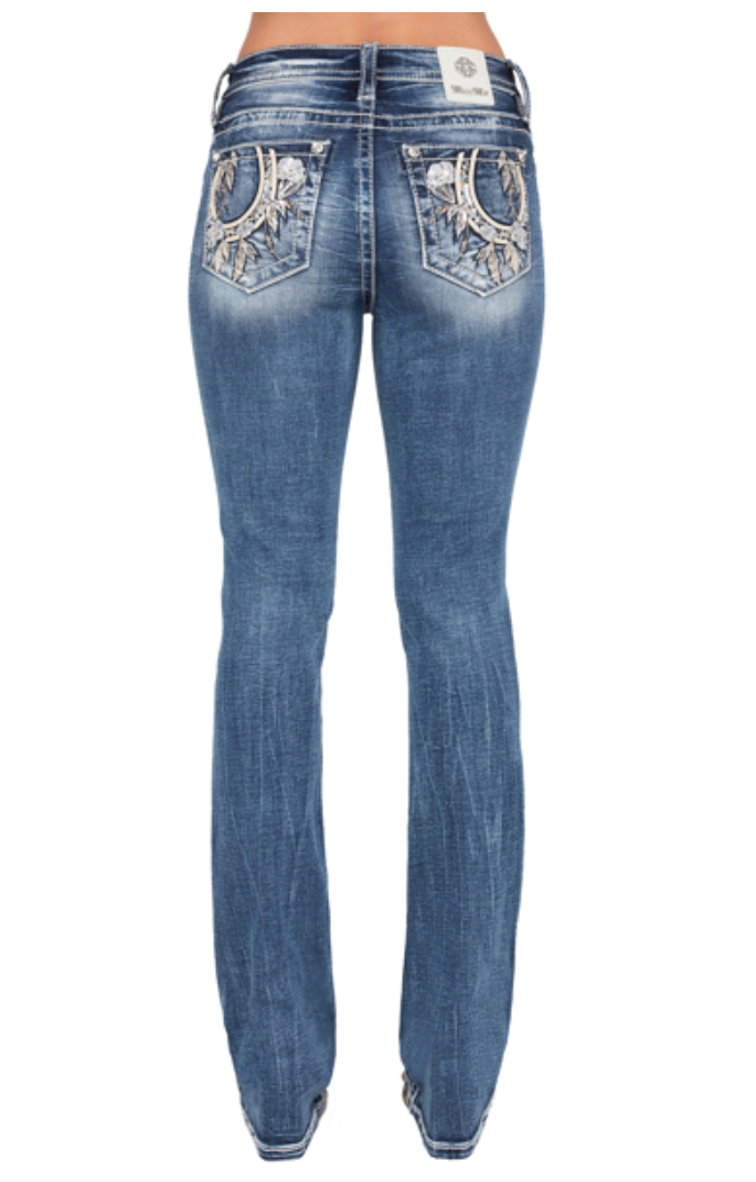 Miss Me Horseshoe Leaves Jeans