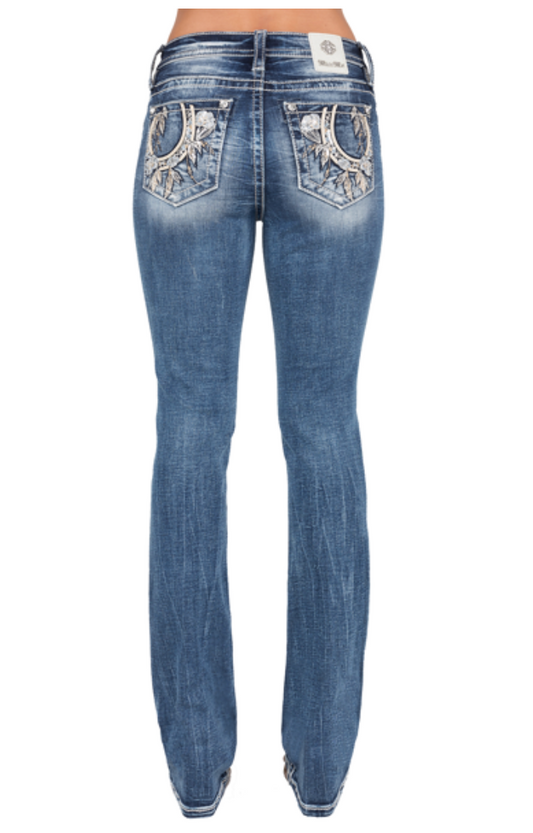 Miss Me Horseshoe Leaves Jeans