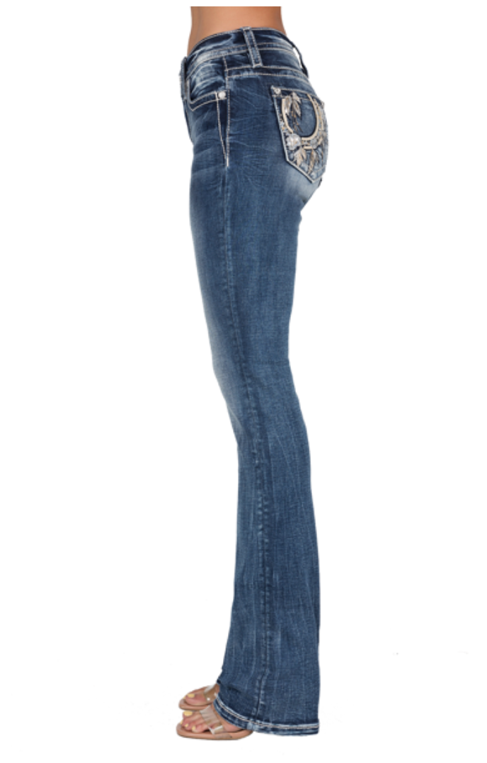 Miss Me Horseshoe Leaves Jeans