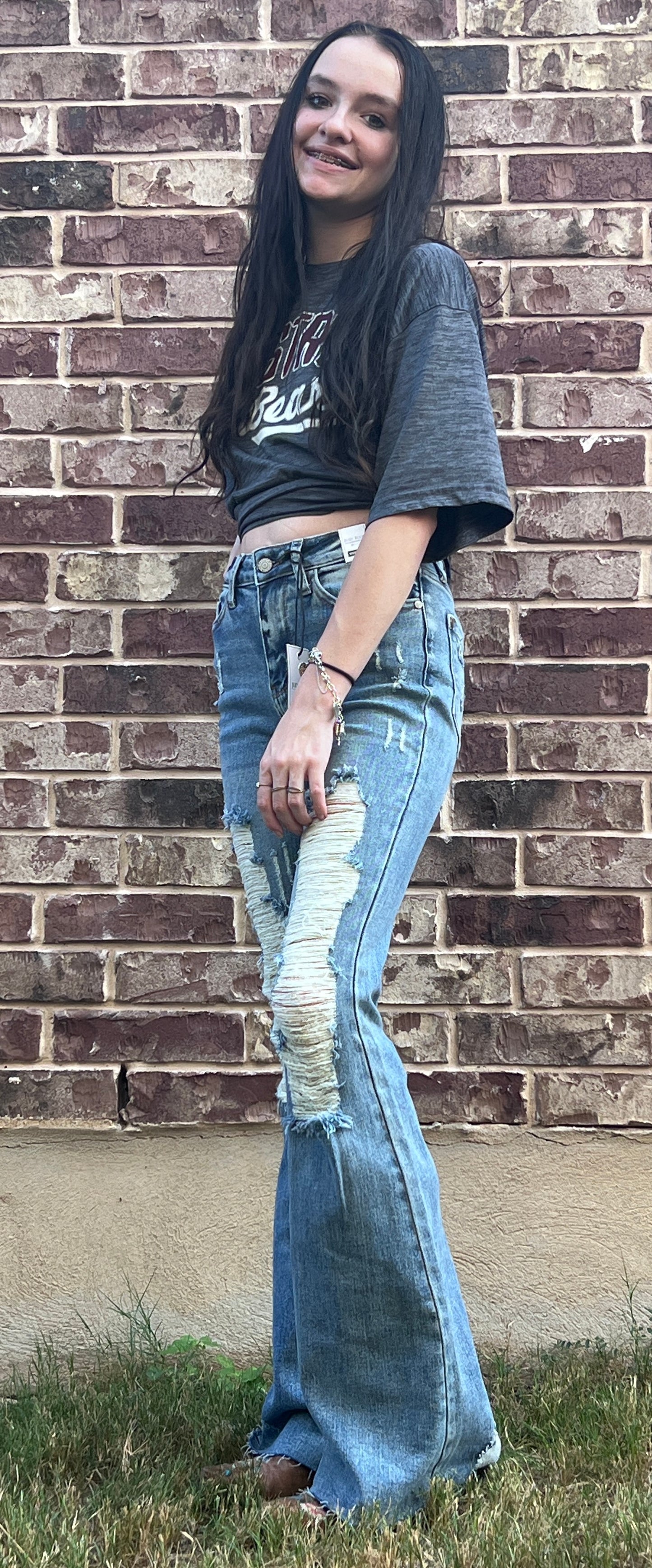 Heavy Destroy Flare Jeans- Judy Blue
