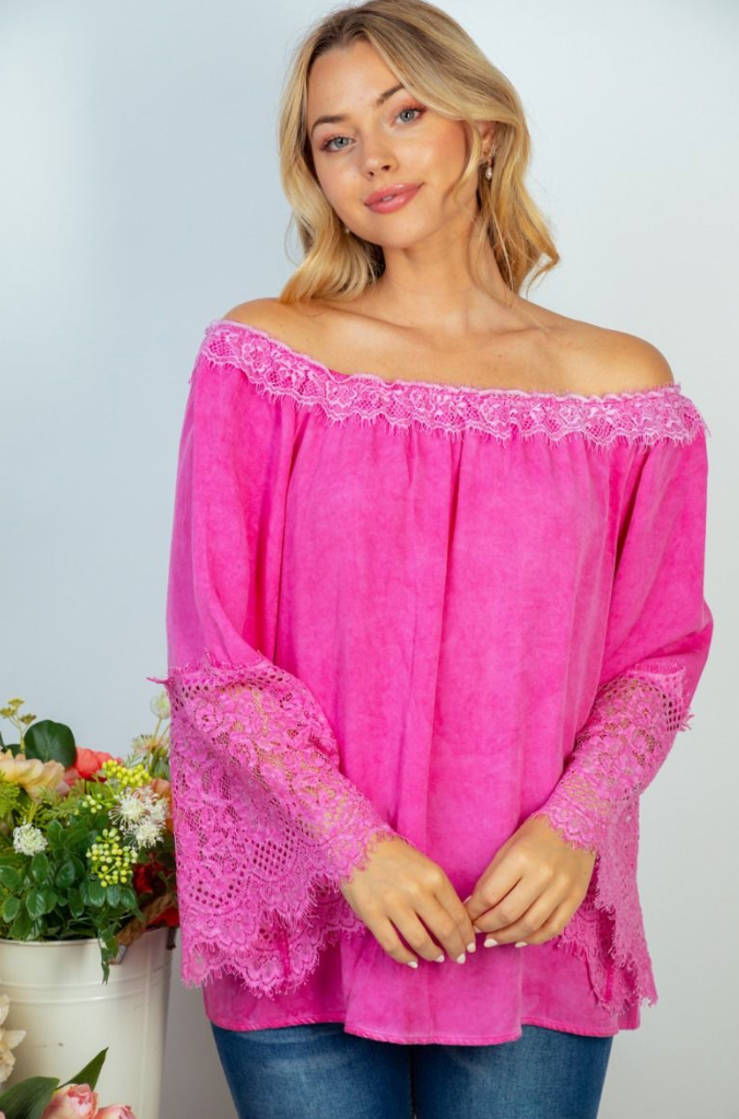 Hot Pink Lace Queen Top