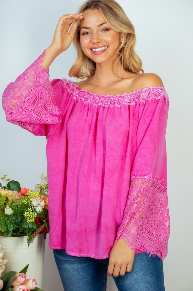 Hot Pink Lace Queen Top