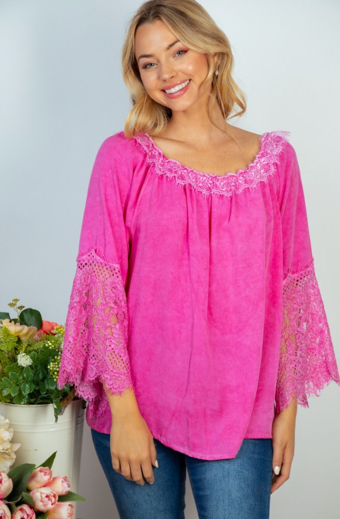 Hot Pink Lace Queen Top