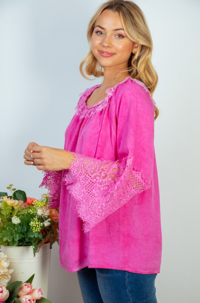 Hot Pink Lace Queen Top