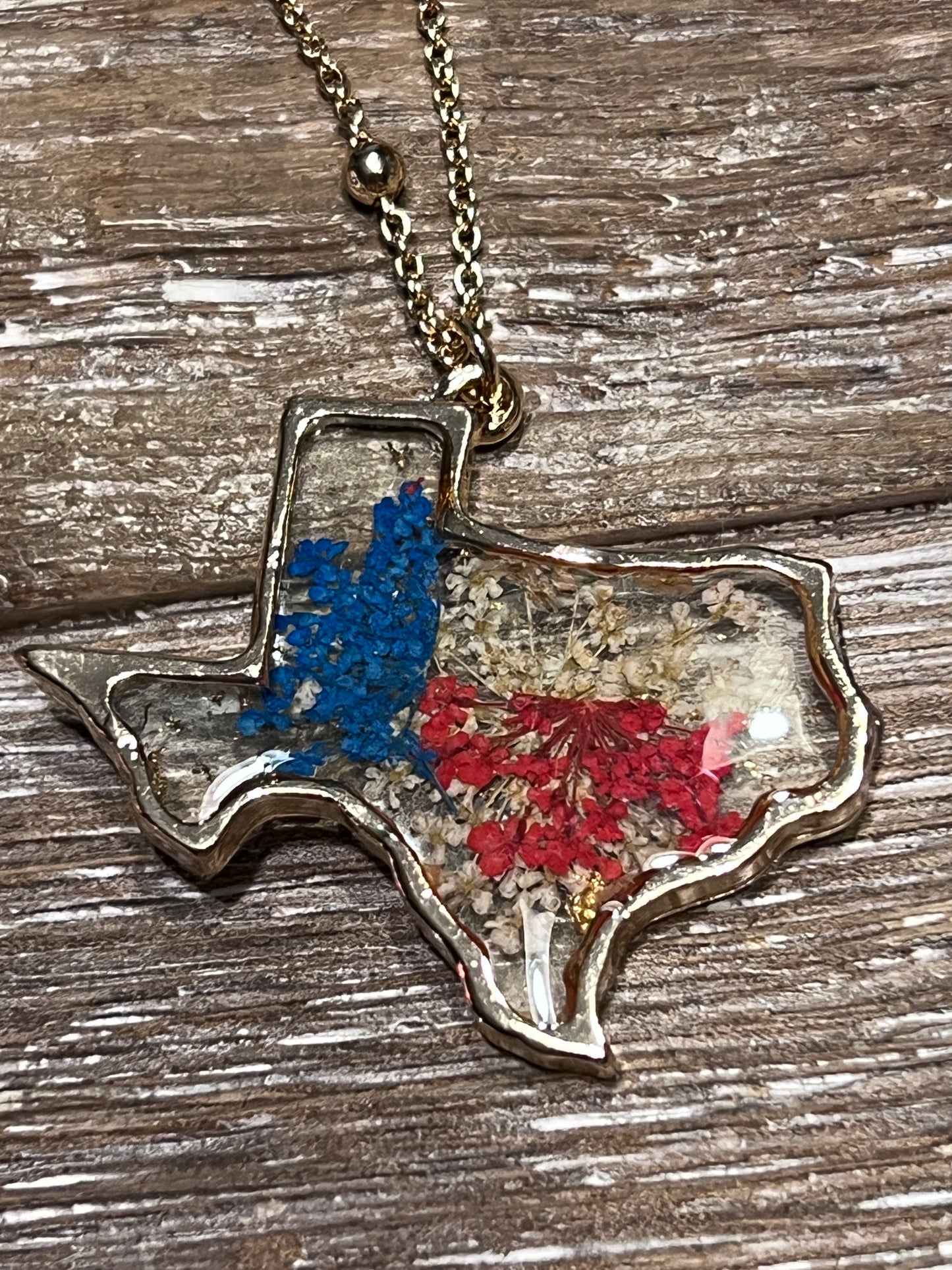 Large Pressed Flower Texas Necklace