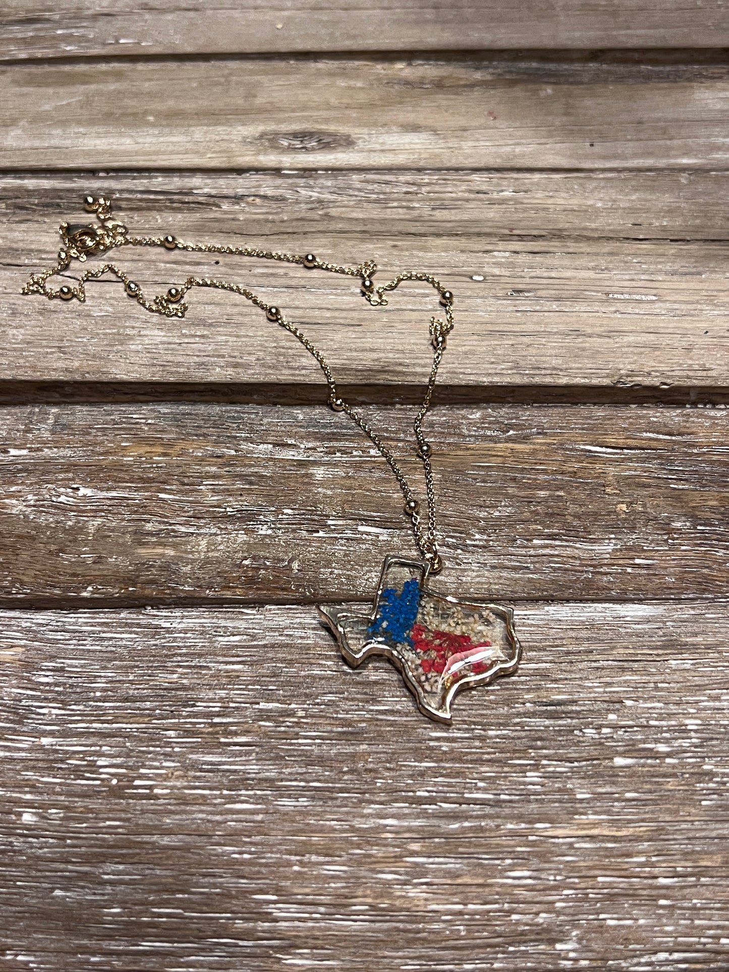 Large Pressed Flower Texas Necklace