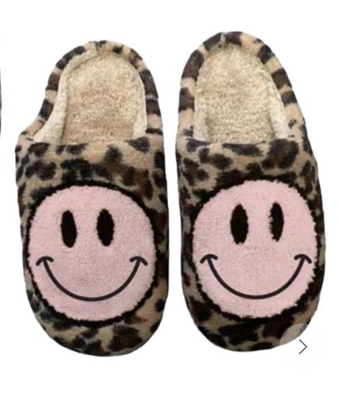 Leopard Smiley Face Slippers