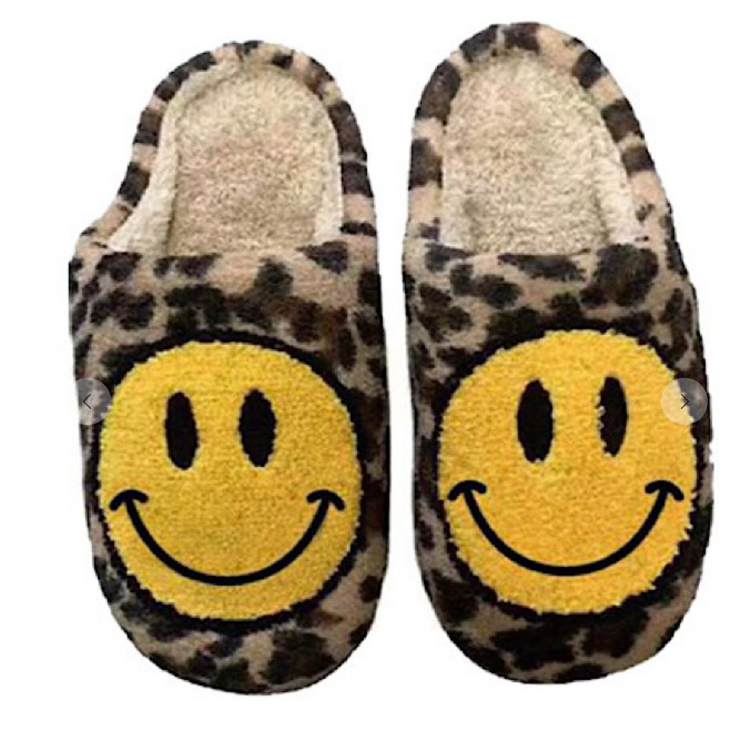 Leopard Smiley Face Slippers