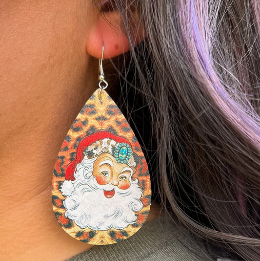 Leopard Santa Claus Earrings