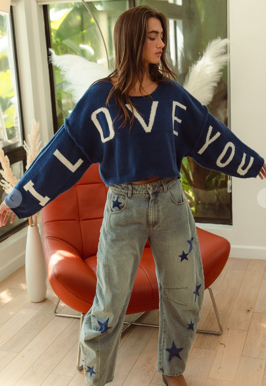 I Love You Letter Knit Top