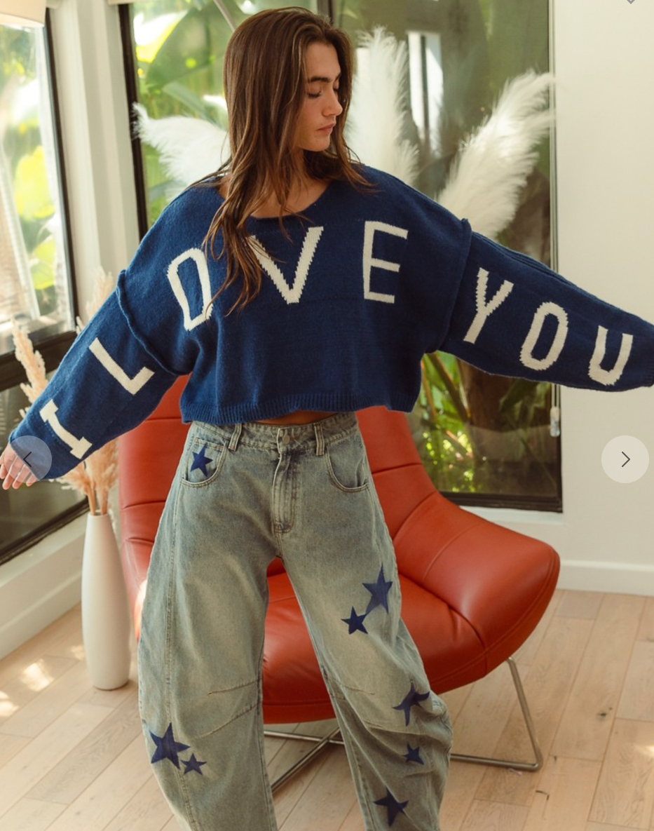 I Love You Letter Knit Top