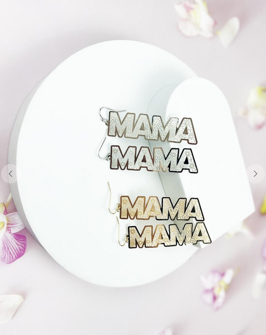 MAMA Letter Drop Filigree Hook Earring