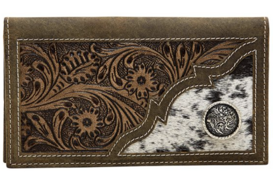 Men's Black and White Cowhide Wallet