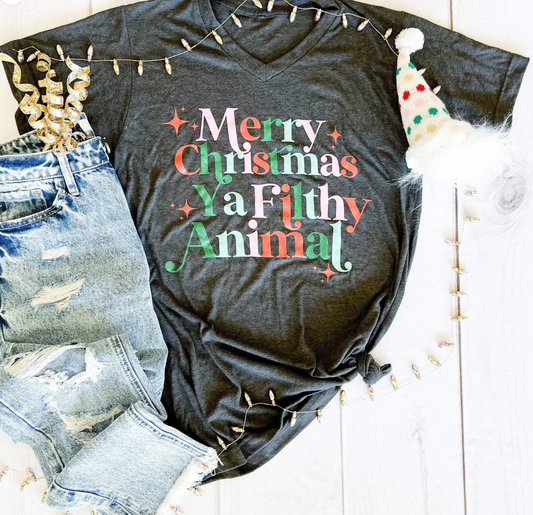 Merry Christmas Ya Filthy Animal Tee