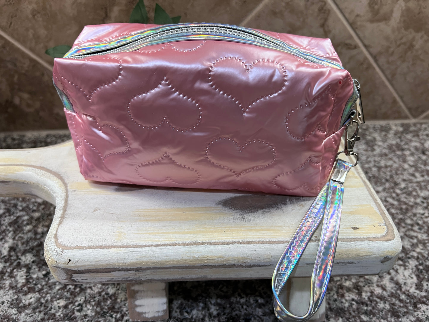 Soft Puffy Heart Wristlet Pouch
