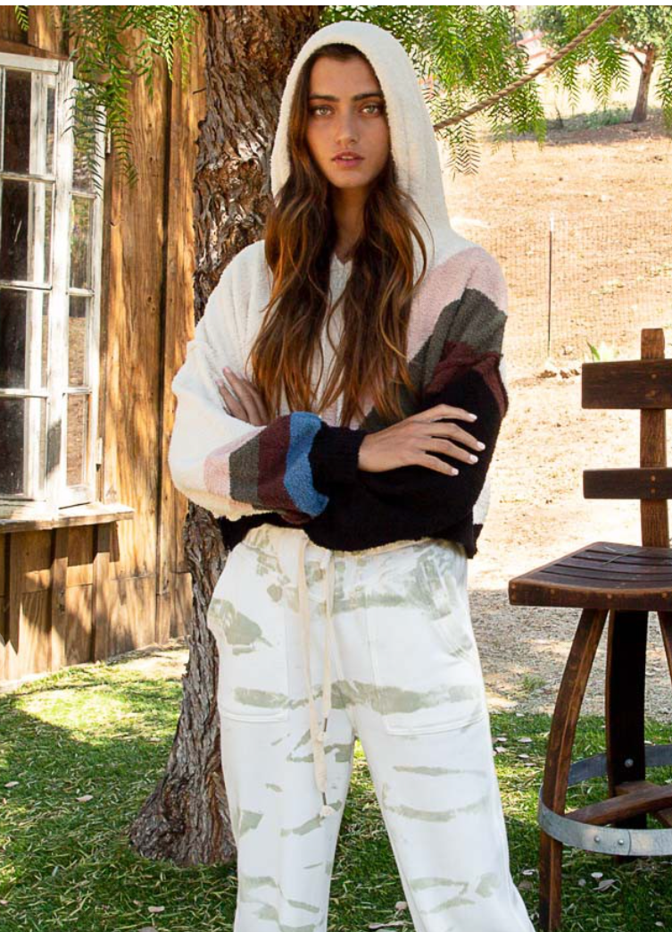 Crop Stripe Hoodie Sweater