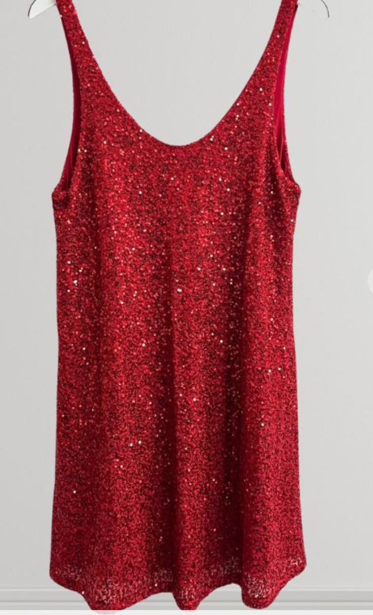 Formal Red Sequin Cocktail Dress