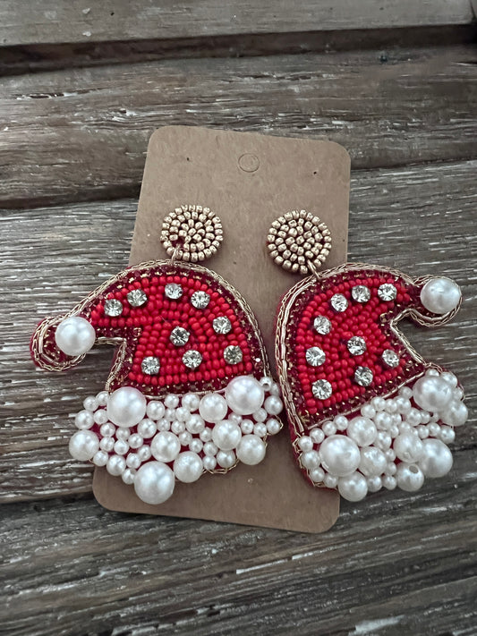 Santa Hat Sea-Bead Earrings