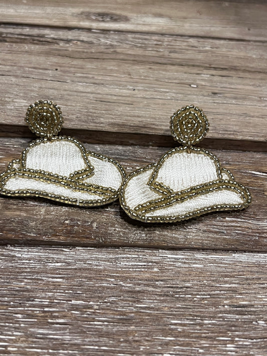 Sea Bead Cowgirl Hat Earrings